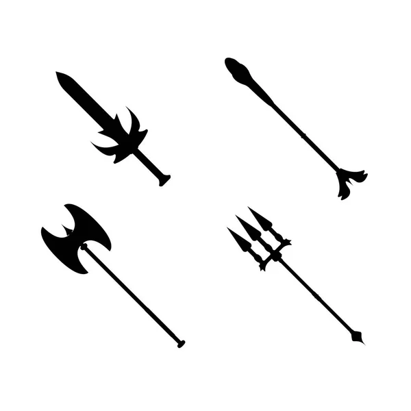 Set of weapon icon. Label of fantasy and medieval weapon. Simple style. Vector illustration logo — Stock Vector