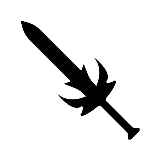 Kılıç simgesi. Etiket fantezi ve Ortaçağ silah. Basit tarzı. Vektör çizim logo — Stok Vektör