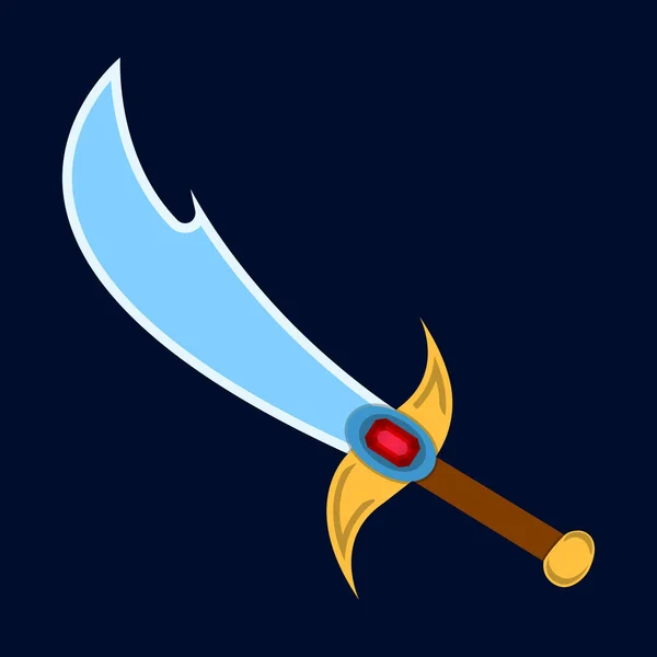 Schwert-Symbol. Etikett der Fantasie und mittelalterlichen Waffe. Cartoon-Stil. Vektor Illustration Logo — Stockvektor