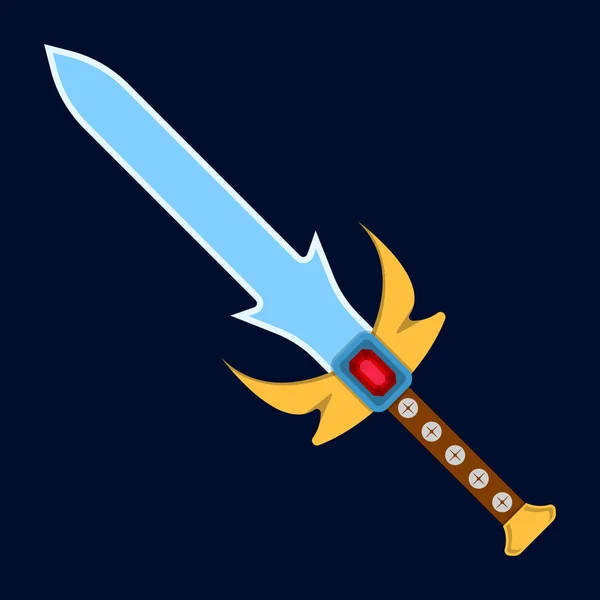 Icono de espada. Etiqueta de fantasía y arma medieval. Estilo de dibujos animados. Logo de ilustración vectorial — Archivo Imágenes Vectoriales