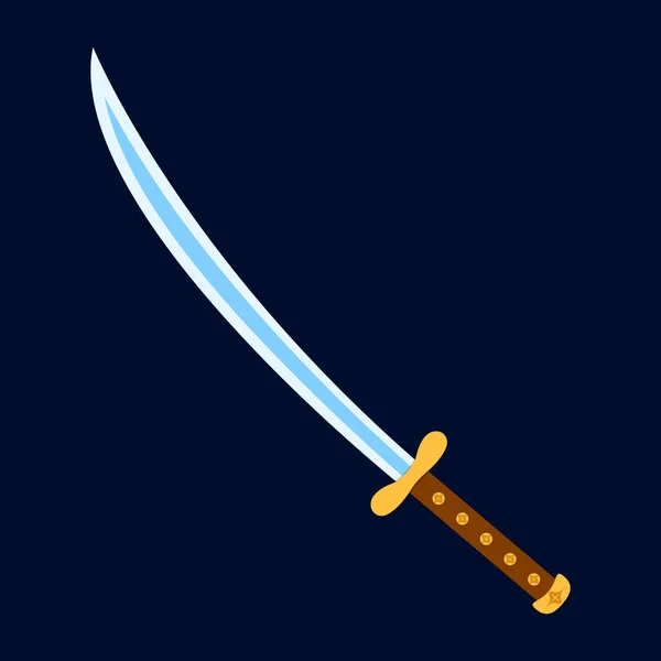 Schwert-Symbol. Etikett der Fantasie und mittelalterlichen Waffe. Cartoon-Stil. Vektor Illustration Logo — Stockvektor