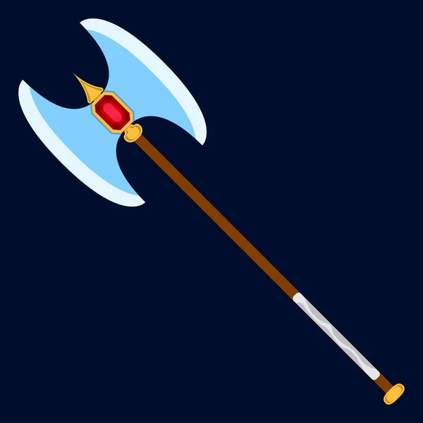 Icono del hacha. Etiqueta de fantasía y arma medieval. Estilo de dibujos animados. Logo de ilustración vectorial — Vector de stock
