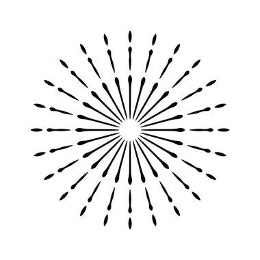 Retro şekil güneş patlaması. Vintage logo, etiket, rozet. Vektör tasarımı