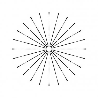 Retro şekil güneş patlaması. Vintage logo, etiket, rozet. Vektör tasarımı