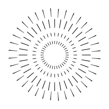 Retro şekil güneş patlaması. Vintage logo, etiket, rozet. Vektör tasarımı