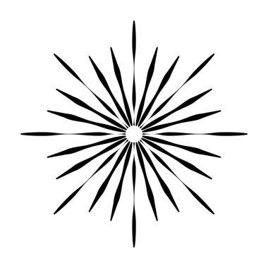 Retro şekil güneş patlaması. Vintage logo, etiket, rozet. Vektör tasarımı