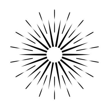 Retro şekil güneş patlaması. Vintage logo, etiket, rozet. Vektör tasarımı