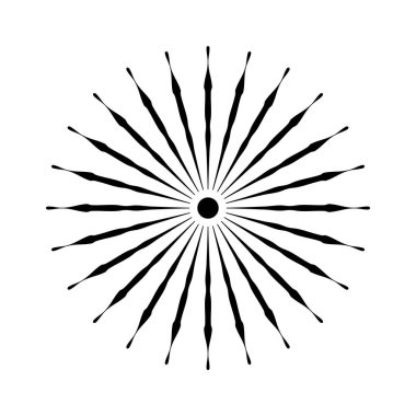 Retro şekil güneş patlaması. Vintage logo, etiket, rozet. Vektör tasarımı