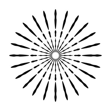 Retro şekil güneş patlaması. Vintage logo, etiket, rozet. Vektör tasarımı