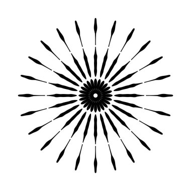 Retro şekil güneş patlaması. Vintage logo, etiket, rozet. Vektör tasarımı