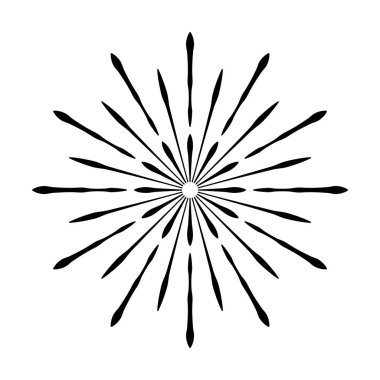 Retro şekil güneş patlaması. Vintage logo, etiket, rozet. Vektör tasarımı