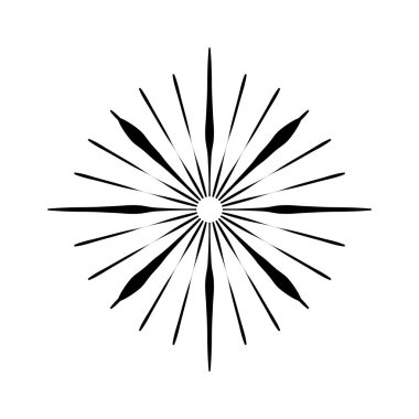 Retro şekil güneş patlaması. Vintage logo, etiket, rozet. Vektör tasarımı