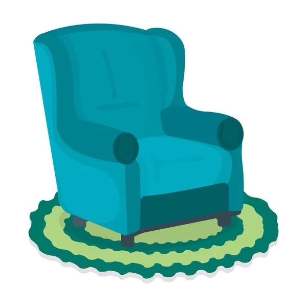 Poltrona e tavolo Icon Concept. Mobili su sfondo bianco. Simbolo di sedia, icona e distintivo. Illustrazione del vettore del fumetto — Vettoriale Stock