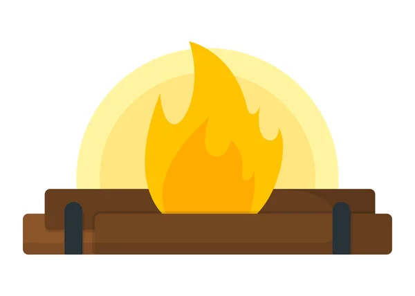 Campfire, lägereld ikonen. Öppna eld mot vit bakgrund. Turism Web Ikon, Banner, Symbol. Tecknad vektor illustration — Stock vektor