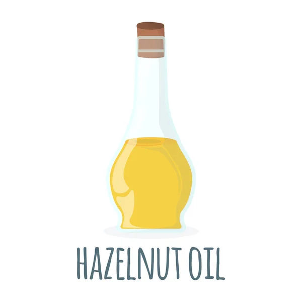 Icona con olio di nocciole. Olio, Grasso, Etichetta alimentare, logo per Web e banner. Illustrazione del vettore del fumetto — Vettoriale Stock