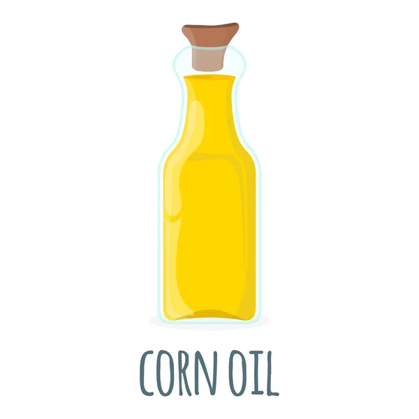 トウモロコシ油アイコン。オイル、脂肪、食品ラベル、Web およびバナーのロゴ。漫画ベクトルイラスト — ストックベクタ