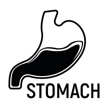 Mide Kavramı Simgesi ve Etiketi. Sağlık Araştırma Sembolü, Simge ve Rozet. Basit Siyah Vektör illüstrasyonu