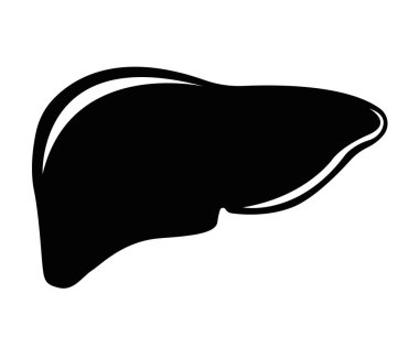 Karaciğer Kavramı Simgesi ve Etiketi. Sağlık Araştırma Sembolü, Simge ve Rozet. Basit Siyah Vektör illüstrasyonu