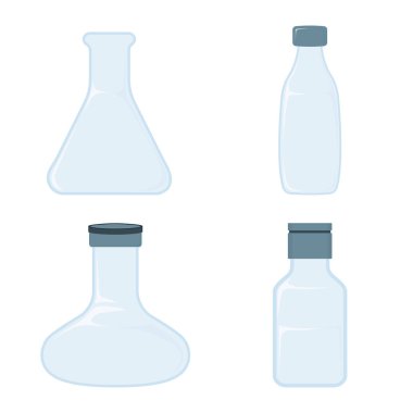 Matara seti Konsept Simge ve Etiket. Sağlık Araştırma Sembolü, Simge ve Rozet. Çizgi film Vektör illüstrasyonu