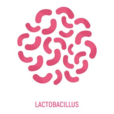 Laktobacillus Simgesi. Probiyotik Kavram Logosu ve Etiketi. Sağlık Araştırma Sembolü, Simge ve Rozet. Çizgi film Vektör illüstrasyonu