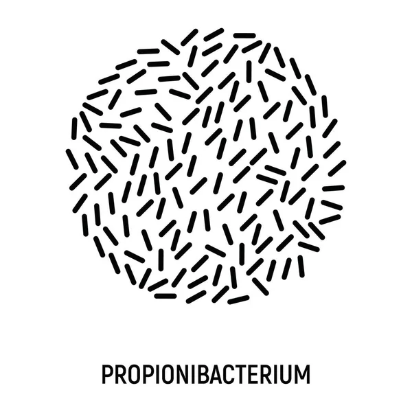 Ícone de Propionibacterium. Conceito Probiótico Logotipo e Etiqueta. Símbolo de pesquisa de saúde, ícone e crachá. Ilustração vetorial simples e preta —  Vetores de Stock