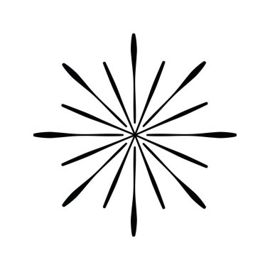 Retro güneş patlaması şekli ve klasik güneş patlaması. Patlama ışınları. Vintage logo, etiketler, rozetler. Geometrik şekiller yıldızlar ve vektör tasarım elementleri izole edilmiştir. Minimum siyah havai fişek patlaması