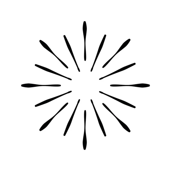 Retro zon Burst vorm en vintage sunburst explosie. Lichtstralen van uitbarsting. Vintage logo, labels, badges. Geometrische vormen sterren en vector design element geïsoleerd. Minimaal zwart vuurwerk. — Stockvector