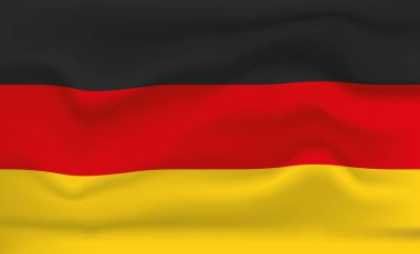 Almanya Bayrak Simgesi ve Logosu. Dünya Ulusal İzole Bayrak ve Şablon. Gerçekçi, 3 boyutlu Dalga Efektli Vektör İllüstrasyon Sanatı