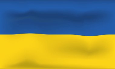 Ukrayna Bayrak Simgesi ve Logosu. Dünya Ulusal İzole Bayrak ve Şablon. Gerçekçi, 3 boyutlu Dalga Efektli Vektör İllüstrasyon Sanatı