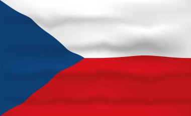 Çek Bayrağı Simgesi ve Logosu. Dünya Ulusal İzole Bayrak ve Şablon. Gerçekçi, 3 boyutlu Dalga Efektli Vektör İllüstrasyon Sanatı
