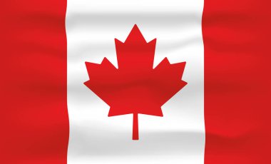 Kanada Bayrak Simgesi ve Logosu. Dünya Ulusal İzole Bayrak ve Şablon. Gerçekçi, 3 boyutlu Dalga Efektli Vektör İllüstrasyon Sanatı