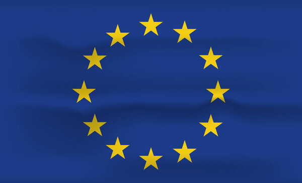 European Union Flag Icon and Logo. World National Isolated Flag Banner and Template. Realistic, 3D Vector illustration Art with Wave Effect