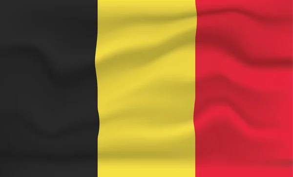 Belçika Bayrak Simgesi ve Logosu. Dünya Ulusal İzole Bayrak ve Şablon. Gerçekçi, 3 boyutlu Dalga Efektli Vektör İllüstrasyon Sanatı — Stok Vektör