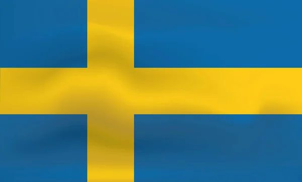 Symbol und Logo der schwedischen Flagge. Banner und Vorlage für die nationale Flagge der Welt. realistische 3D-Vektorillustration mit Welleneffekt — Stockvektor