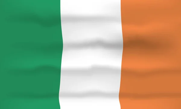 Ícone e logotipo da bandeira da Irlanda. Bandeira Isolada Nacional Mundial Bandeira e Modelo. Arte realista, ilustração vetorial 3D com efeito de onda — Vetor de Stock