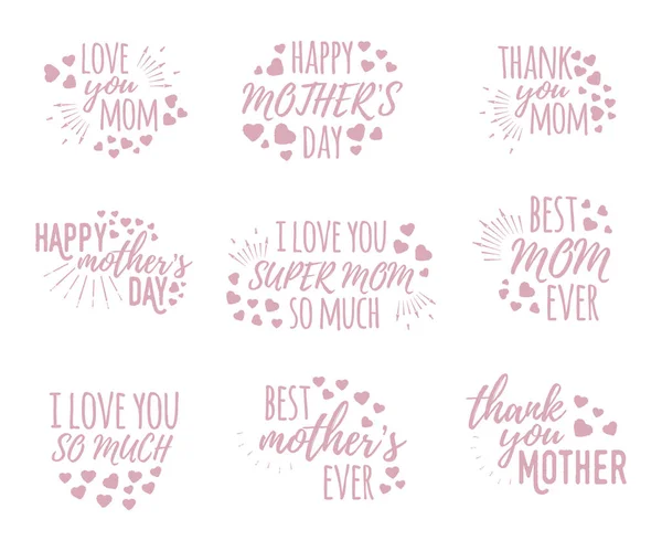 Set Banner Logo Etichetta Poster Festa Della Mamma Felice Progettazione — Vettoriale Stock