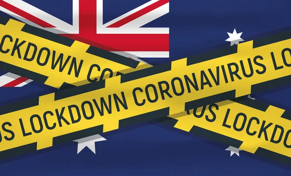 Avustralya Bayrak Simgesi Logosu Koronovirüs Kilitlemesi Covid Dünya Salgını Salgın — Stok Vektör