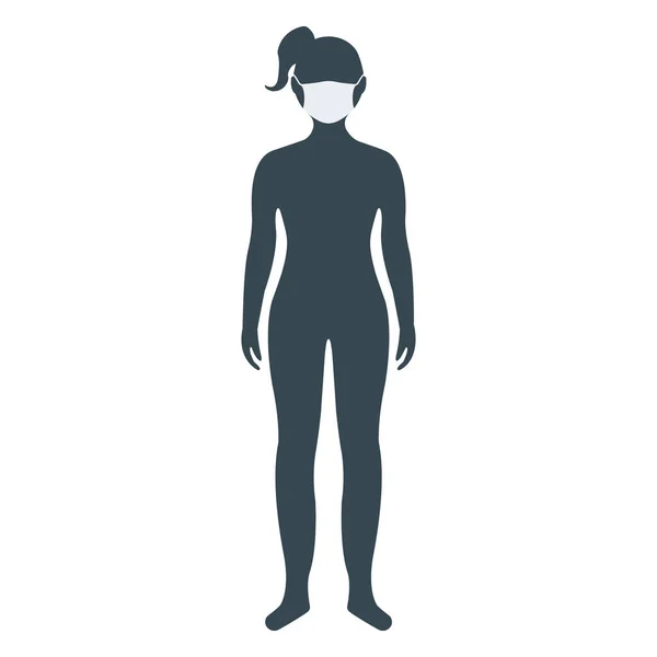 Ανθρώπινη Εμπρόσθια Σιλουέτα Εικόνα Ιατρικής Μάσκας Απομονωμένη Λευκό Concept Vector — Διανυσματικό Αρχείο