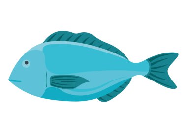 Taze balık, çizgi film tarzı düz vektör çizimi. Deniz mahsulleri kavramı. Suşi için deniz ürünü, omega 3 yiyecek. Sağlıklı yemek malzemeleri, okyanus balığı simgesi..