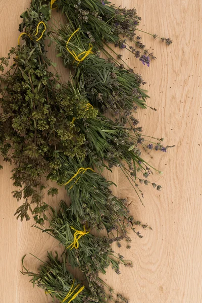 Set of herbs on a wooden background — Stock Photo, Image