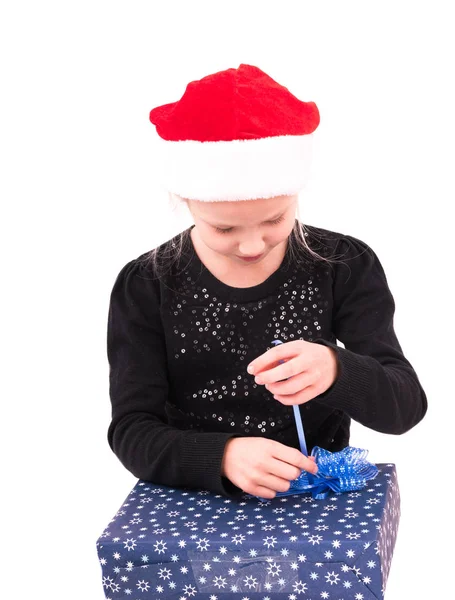 Teen girl with a New Year gift — Stock Photo, Image