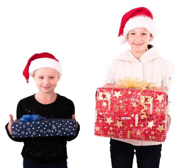 2 adolescentes avec un cadeau de Nouvel An — Photo