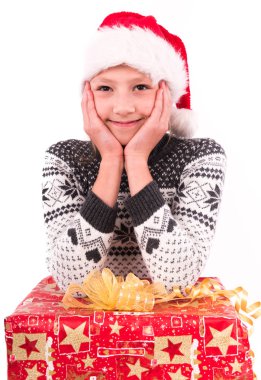 Yeni yıl hediye ile genç kız