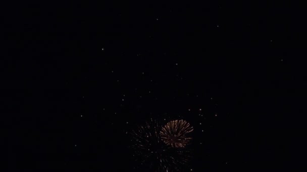 Tűzijáték robbant az éjszakai égbolt — Stock videók