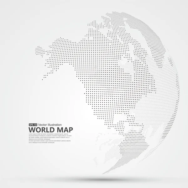 Üç boyutlu soyut gezegen, noktalar, küresel ve uluslararası anlamı temsil ediyor..