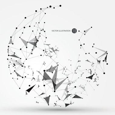 Noktalardan, çizgilerden ve bağlantılardan oluşan soyut grafik, İnternet teknolojisi.