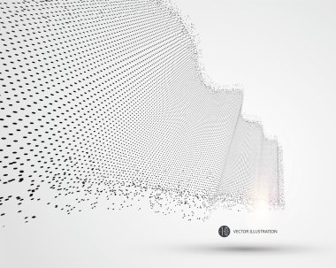 Wave-like pattern composed of particles, science and technology illustration. clipart
