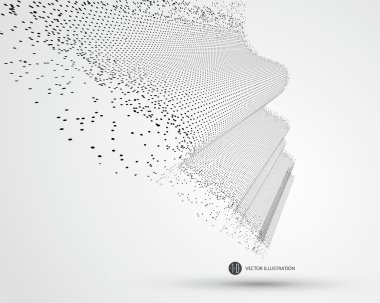Dalga benzeri desen oluşan parçacıkların, bilim ve teknoloji illüstrasyon.