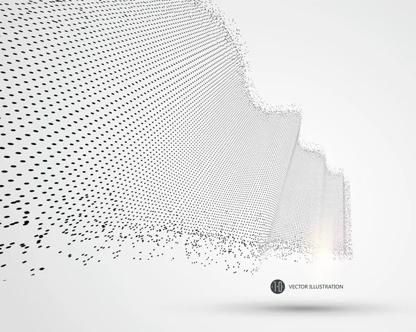 Dalga benzeri desen oluşan parçacıkların, bilim ve teknoloji illüstrasyon.