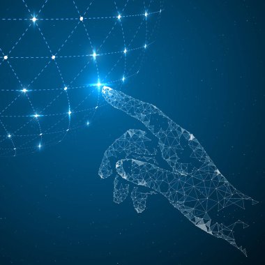 Gelecek, bilim ve teknoloji vektör çizim dokunma.